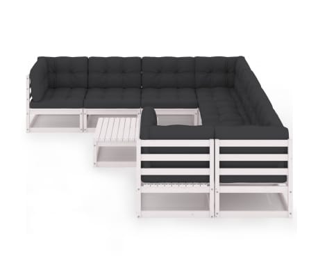 vidaXL Sodo komplektas su pagalvėlėmis, 9 dalių, pu&scaron;ies masyvas