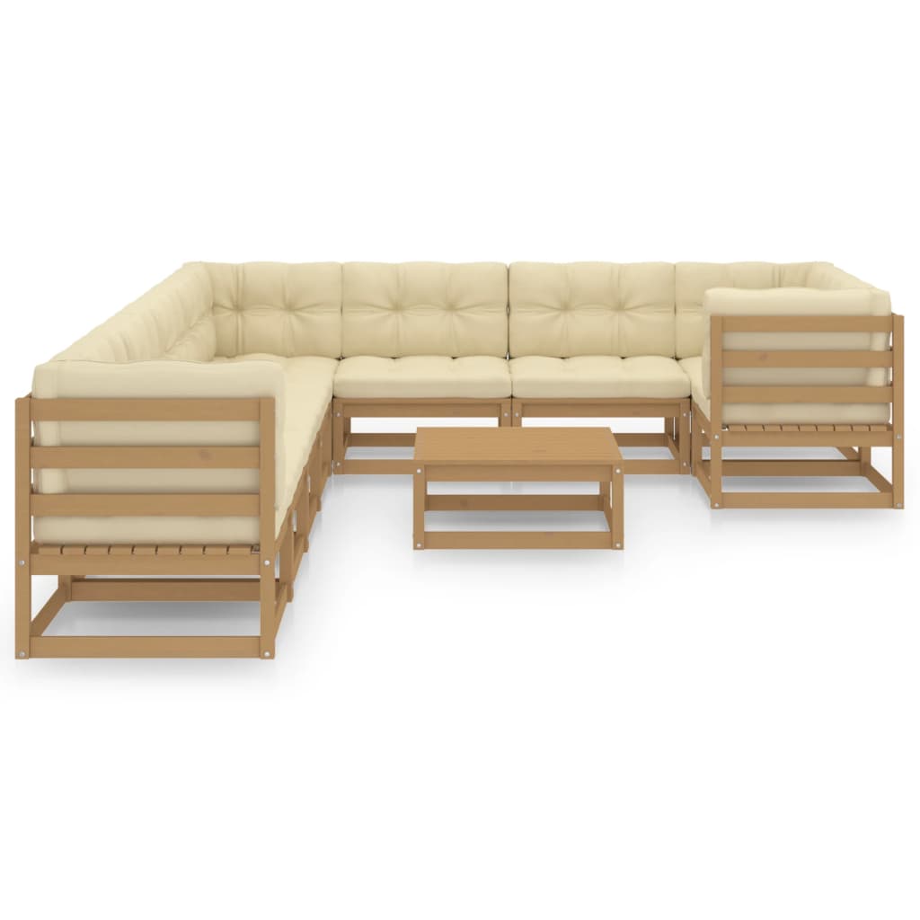 

vidaXL 10-delige Loungeset met kussens massief grenenhout honingbruin