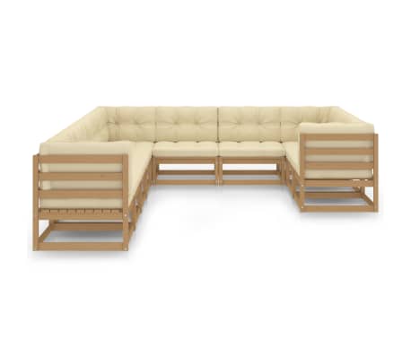 vidaXL Sodo komplektas su pagalvėlėmis, 10 dalių, medaus rudas, pu&scaron;is