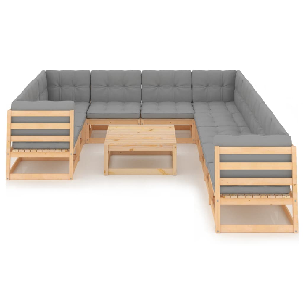 vidaXL 11-delige Loungeset met kussens massief grenenhout afbeelding
