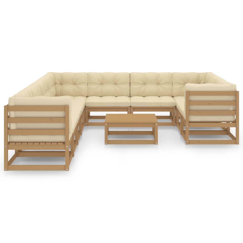 

vidaXL 11-delige Loungeset met kussens massief grenenhout honingbruin