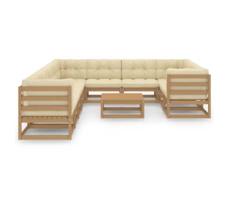 vidaXL Sodo komplektas su pagalvėlėmis, 11 dalių, medaus rudas, pu&scaron;is