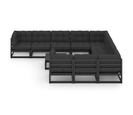 vidaXL Set mobilier grădină cu perne, 11 piese, lemn masiv de pin