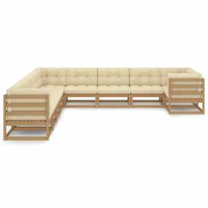 vidaXL 10-tlg. Garten-Lounge-Set mit Kissen Honigbraun Massivholz