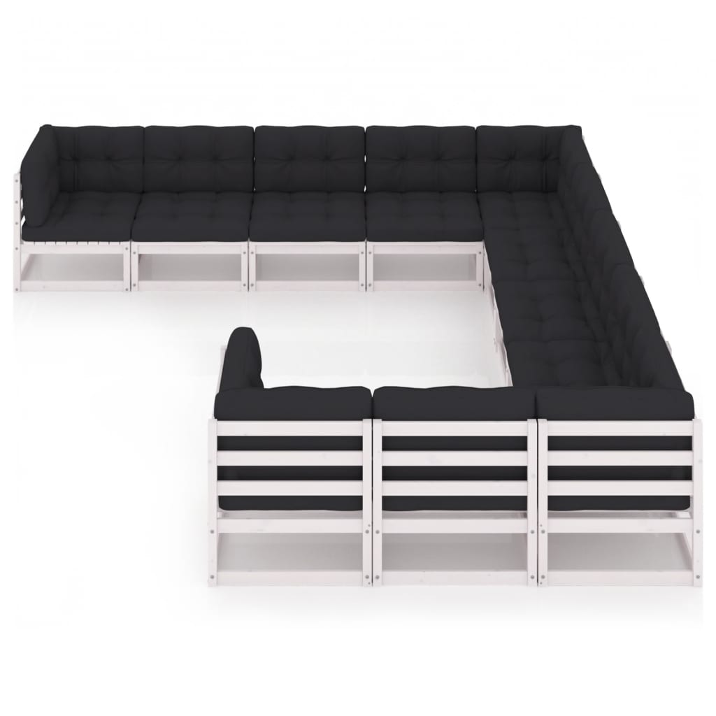 

vidaXL 11-delige Loungeset met kussens massief grenenhout wit