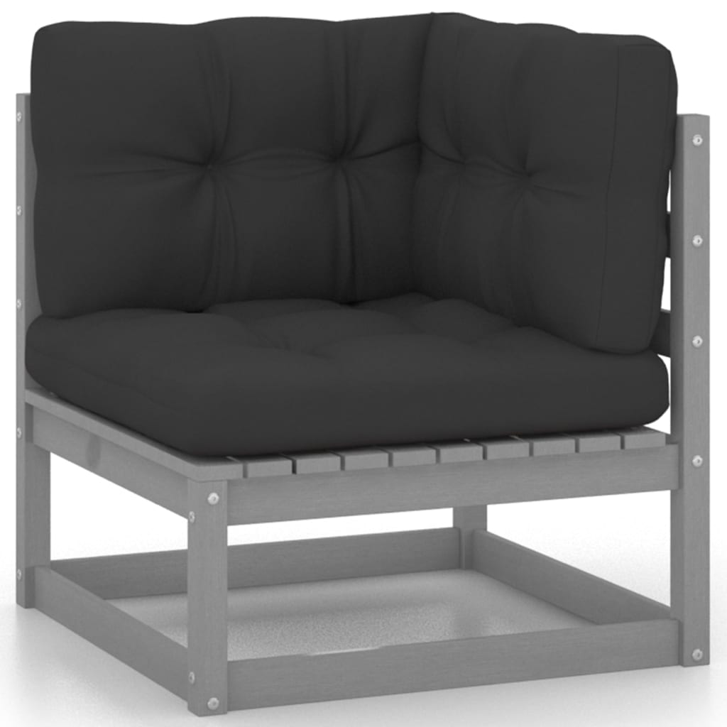 Thumbnail - vidaXL 11-tlg. Garten-Lounge-Set mit Kissen Grau Kiefer Massivholz