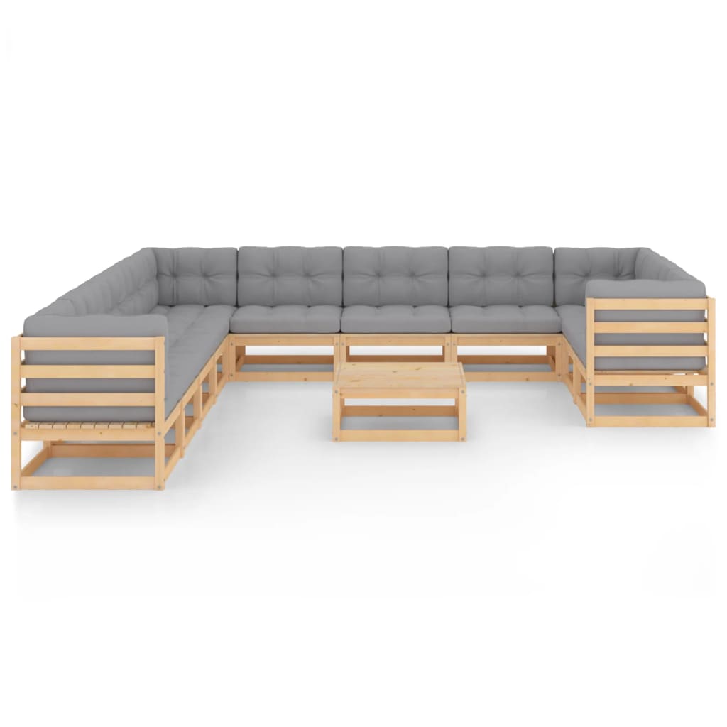 

vidaXL 12-delige Loungeset met kussens massief grenenhout