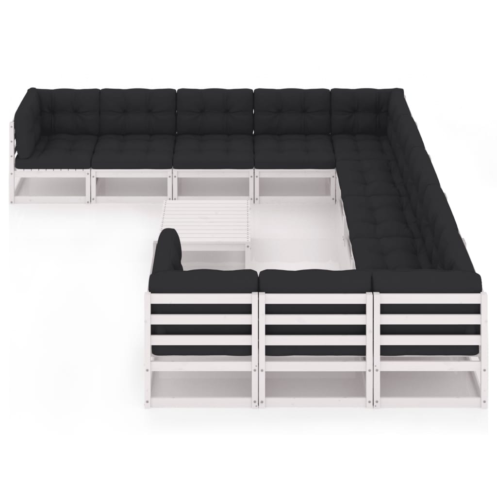 

vidaXL 12-delige Loungeset met kussens massief grenenhout wit