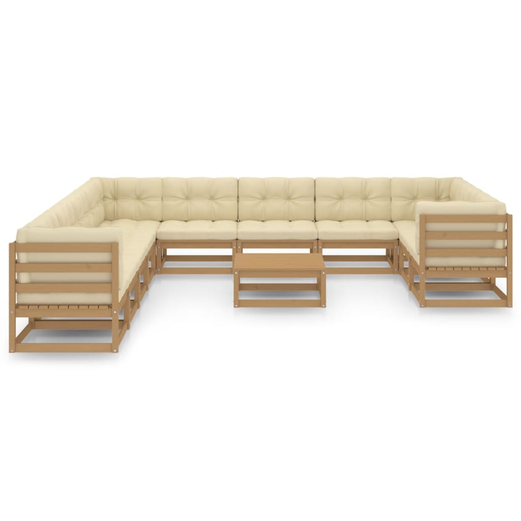 

vidaXL 12-delige Loungeset met kussens massief grenenhout honingbruin