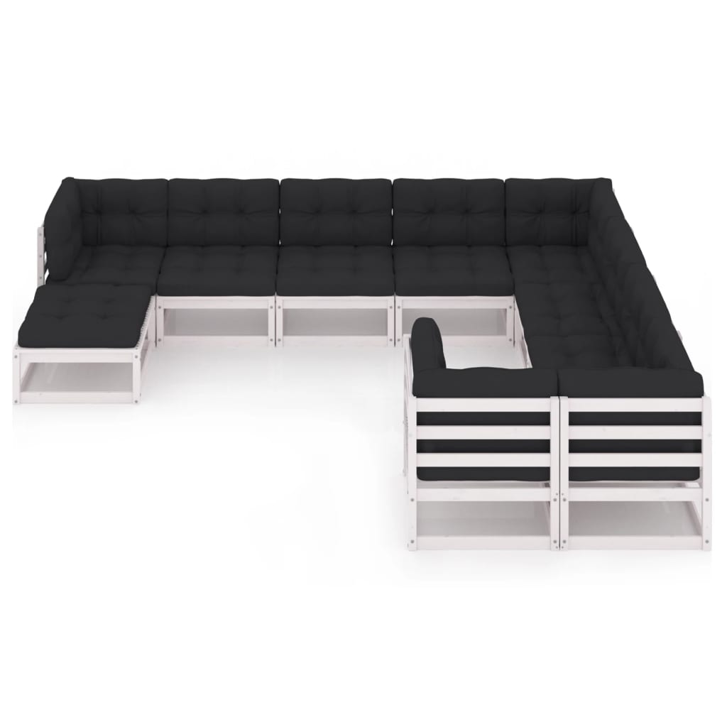 

vidaXL 10-delige Loungeset met kussens massief grenenhout wit