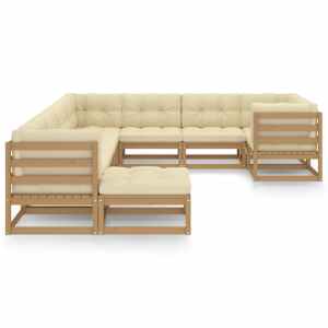 vidaXL Sodo komplektas su pagalvėlėmis, 10 dalių, medaus rudas, pu&scaron;is