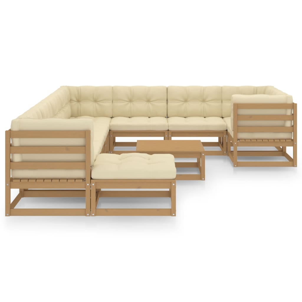 

vidaXL 11-delige Loungeset met kussens massief grenenhout honingbruin