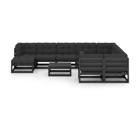 vidaXL Set mobilier grădină cu perne, 11 piese, lemn masiv de pin