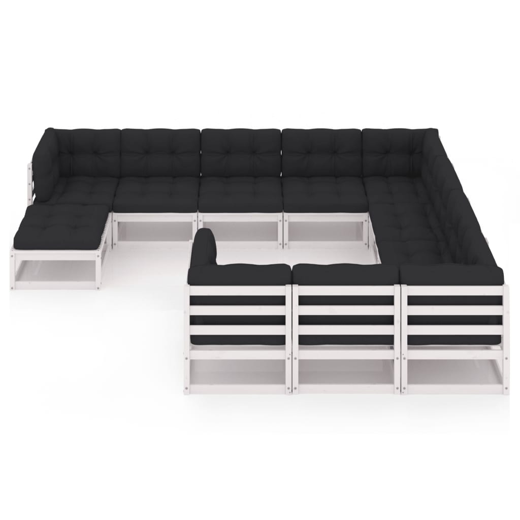 

vidaXL 11-delige Loungeset met kussens massief grenenhout wit