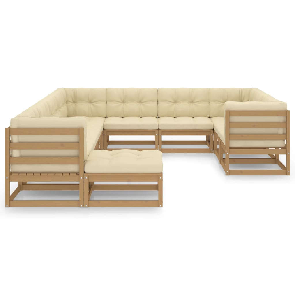 

vidaXL 11-delige Loungeset met kussens massief grenenhout honingbruin