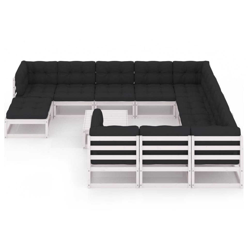 

vidaXL 12-delige Loungeset met kussens massief grenenhout wit