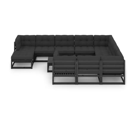 vidaXL Set mobilier grădină cu perne, 12 piese, lemn masiv de pin