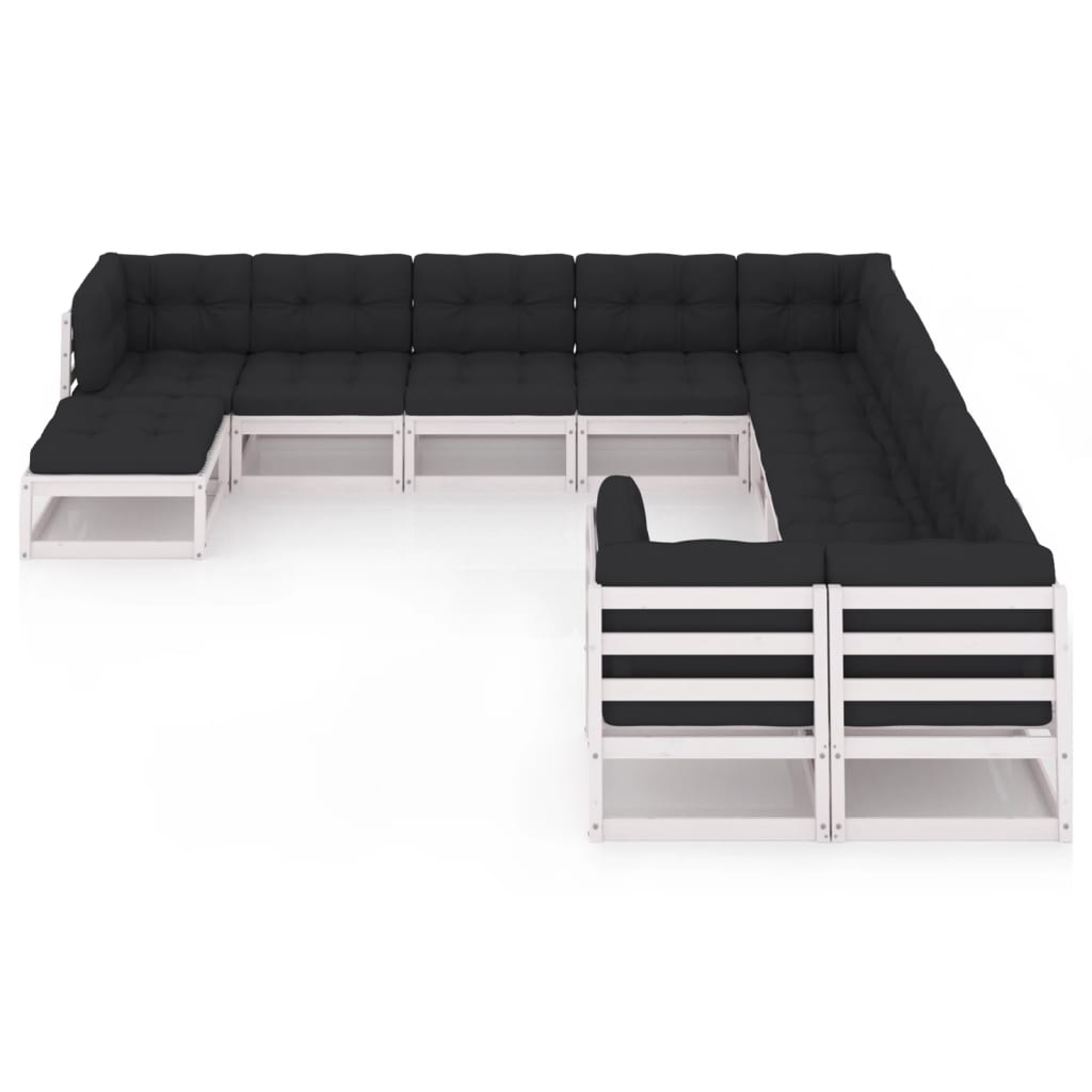 

vidaXL 11-delige Loungeset met kussens massief grenenhout wit
