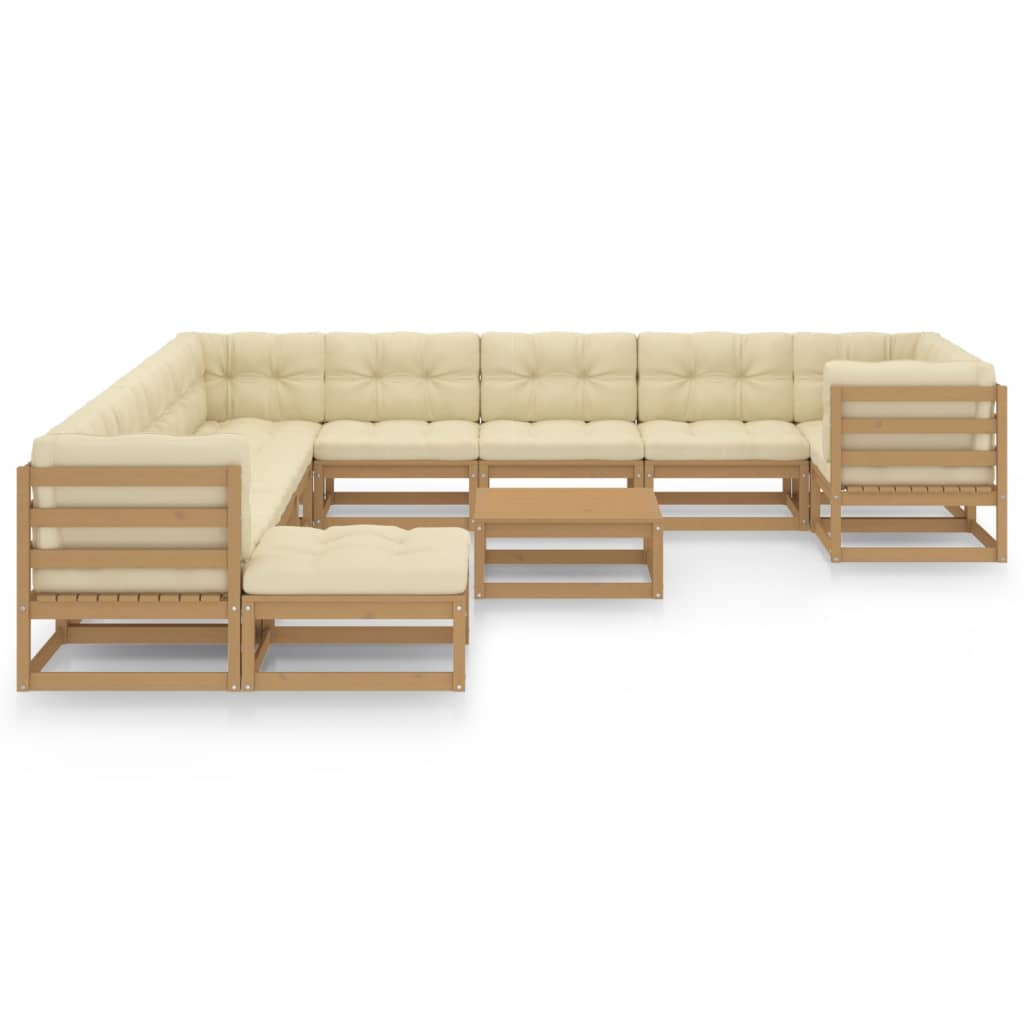 

vidaXL 12-delige Loungeset met kussens massief grenenhout honingbruin