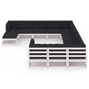 vidaXL 12-osaline aiam&ouml;&ouml;bli komplekt istmepatjadega, valge, m&auml;nnipuit