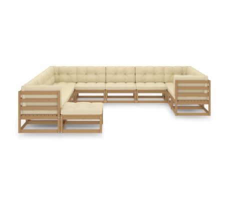 vidaXL Sodo komplektas su pagalvėlėmis, 12 dalių, medaus rudas, pu&scaron;is