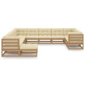 vidaXL Sodo komplektas su pagalvėlėmis, 12 dalių, medaus rudas, pu&scaron;is