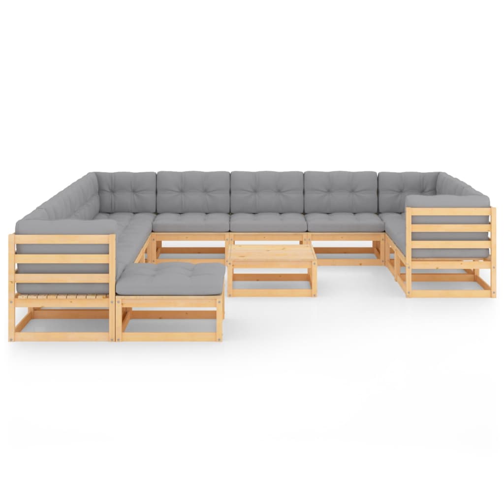 

vidaXL 13-delige Loungeset met kussens massief grenenhout