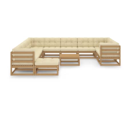 vidaXL Sodo komplektas su pagalvėlėmis, 13 dalių, medaus rudas, pu&scaron;is