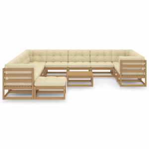 vidaXL Sodo komplektas su pagalvėlėmis, 13 dalių, medaus rudas, pu&scaron;is