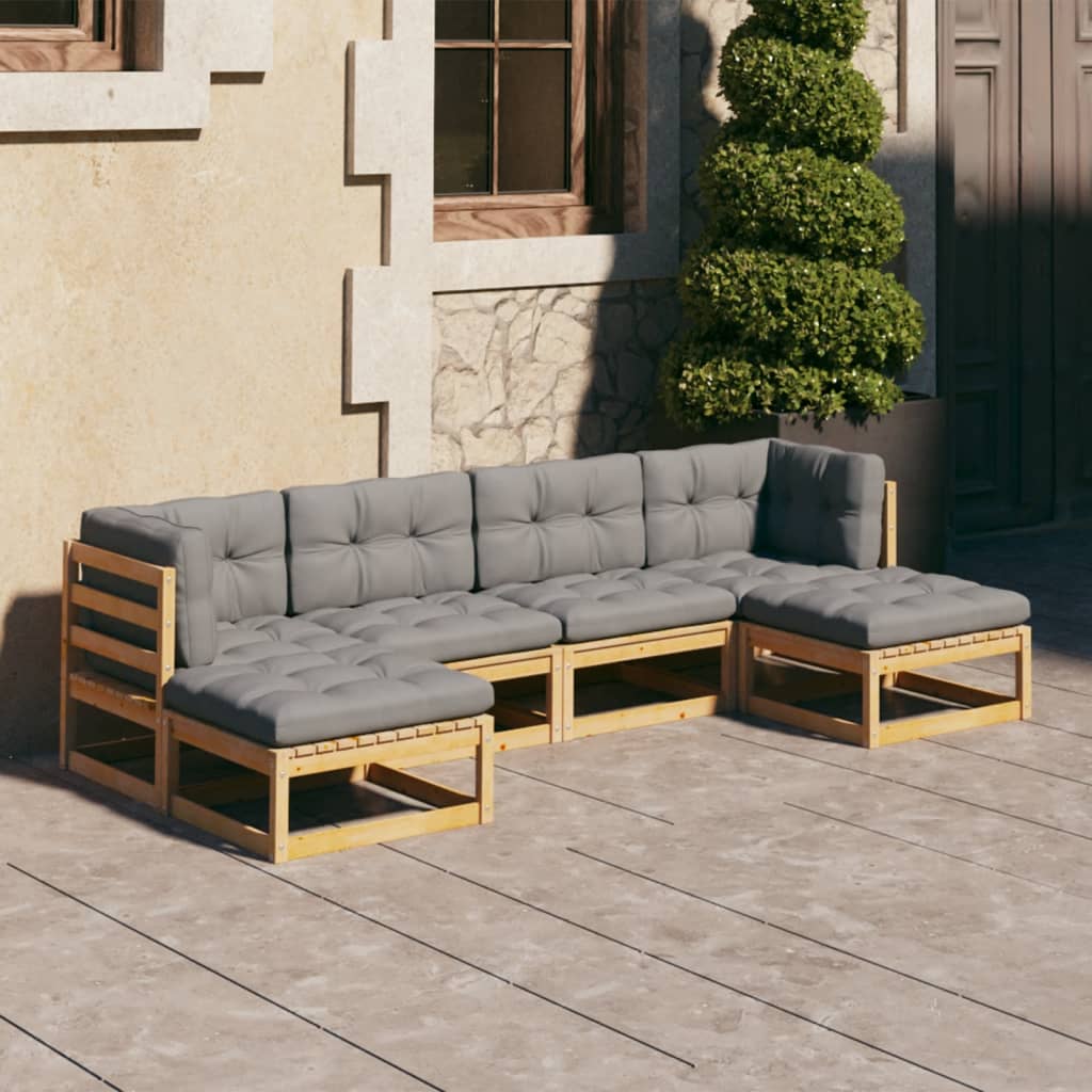 vidaXL 6-tlg. Garten-Lounge-Set mit Kissen Massivholz Kiefer