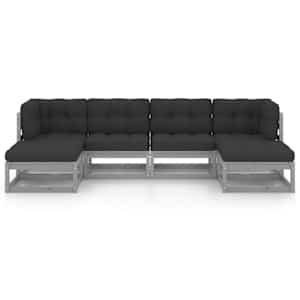 vidaXL 6-tlg. Garten-Lounge-Set mit Kissen Grau Massivholz Kiefer