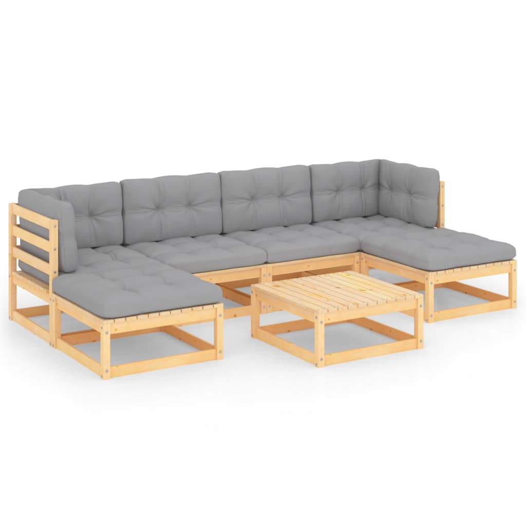 

vidaXL 7 Piece Patio Lounge Set with Cushions Solid Pinewood