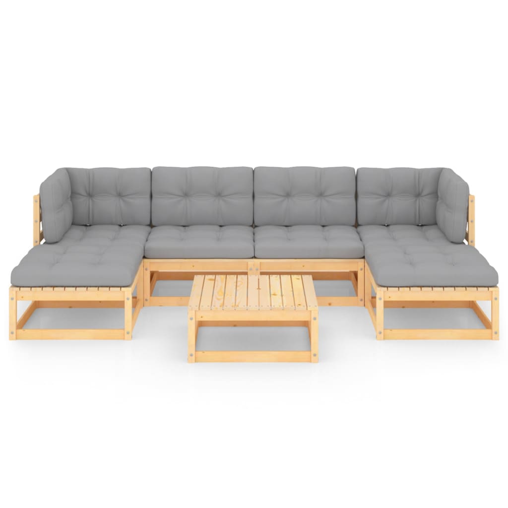 

vidaXL 7-delige Loungeset met kussens massief grenenhout