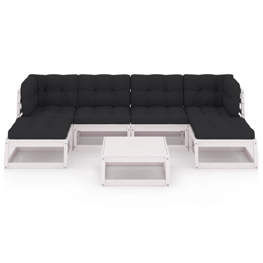 

vidaXL 7-delige Loungeset met kussens massief grenenhout wit