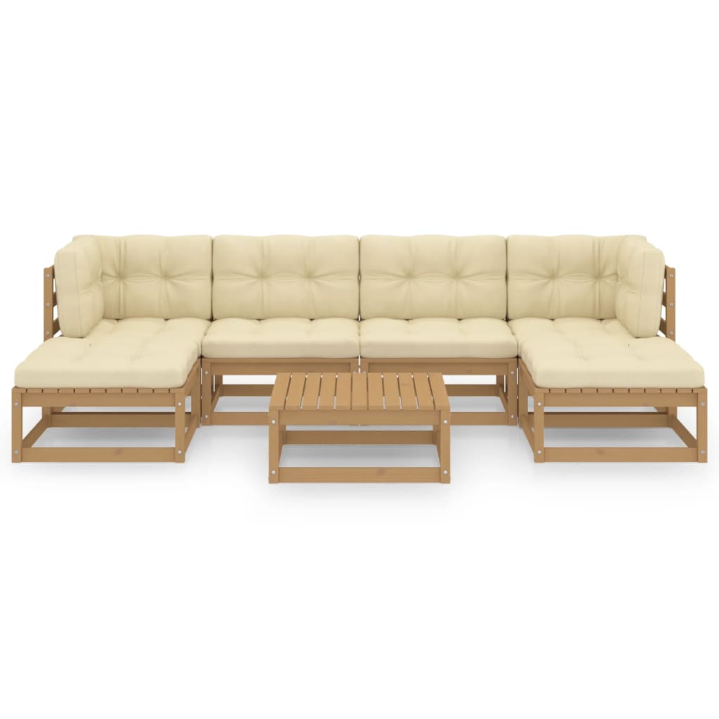 

vidaXL 7-delige Loungeset met kussens massief grenenhout honingbruin