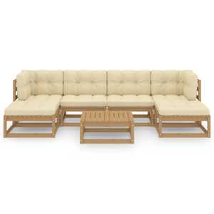 vidaXL Sodo komplektas su pagalvėlėmis, 7 dalių, medaus rudas, pu&scaron;is