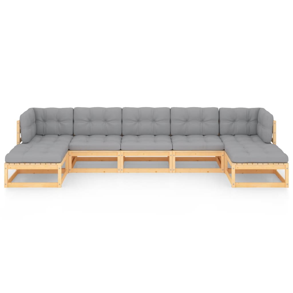 

vidaXL 7-delige Loungeset met kussens massief grenenhout