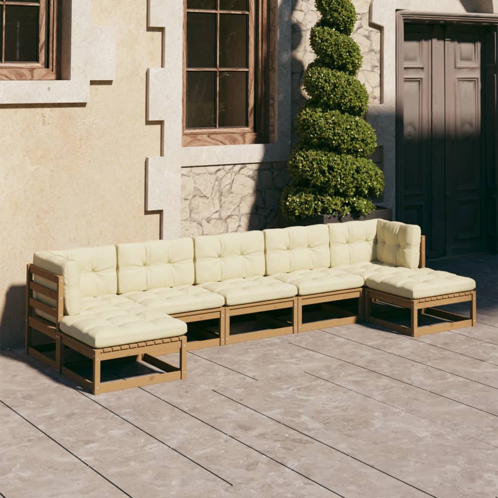 vidaXL 7-tlg Garten-Lounge-Set mit Kissen Honigbraun Massivholz Kiefer