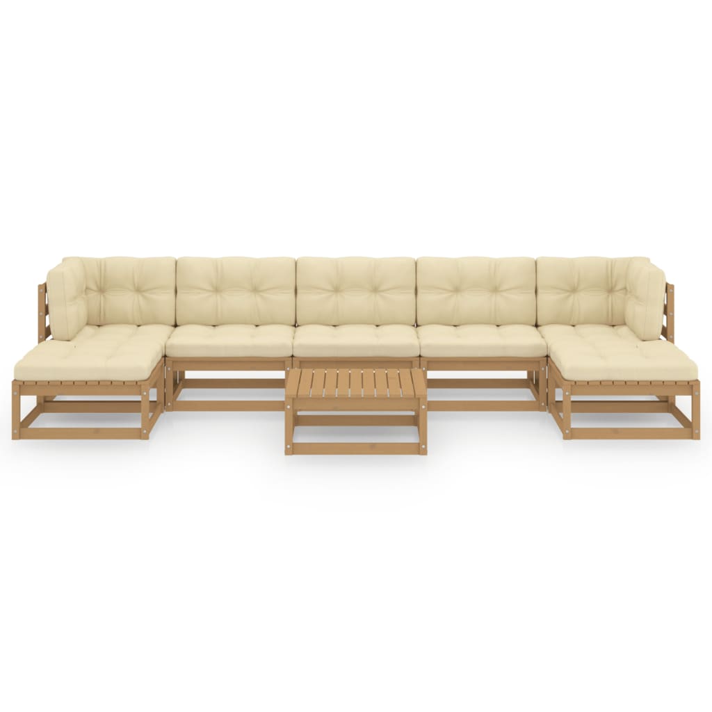 

vidaXL 8-delige Loungeset met kussens massief grenenhout honingbruin