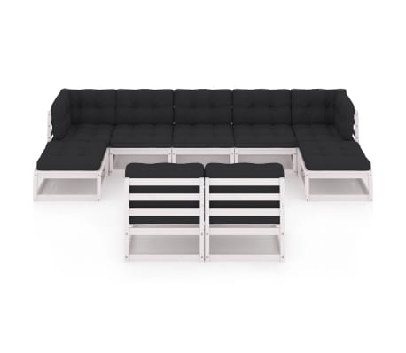 vidaXL Sodo komplektas su pagalvėlėmis, 9 dalių, pu&scaron;ies masyvas