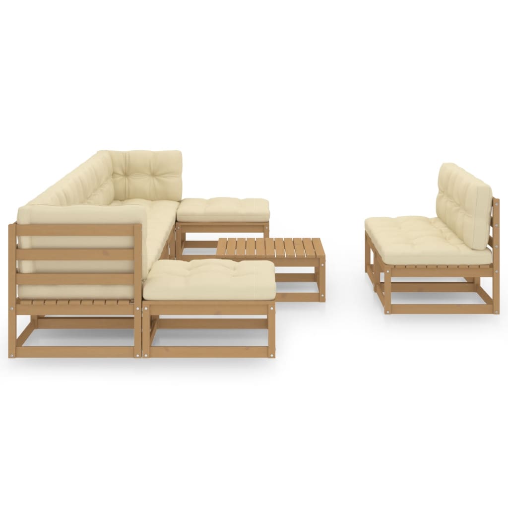 

vidaXL 10-delige Loungeset met kussens massief grenenhout honingbruin