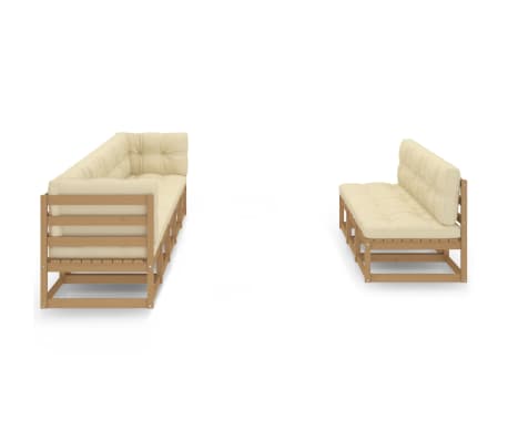 vidaXL 8-tlg Garten-Lounge-Set mit Kissen Honigbraun Massivholz Kiefer