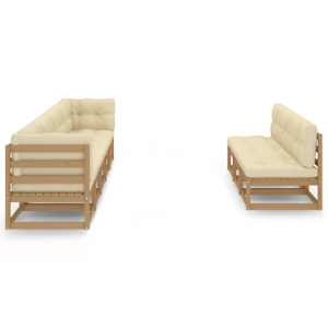 vidaXL 8-tlg Garten-Lounge-Set mit Kissen Honigbraun Massivholz Kiefer