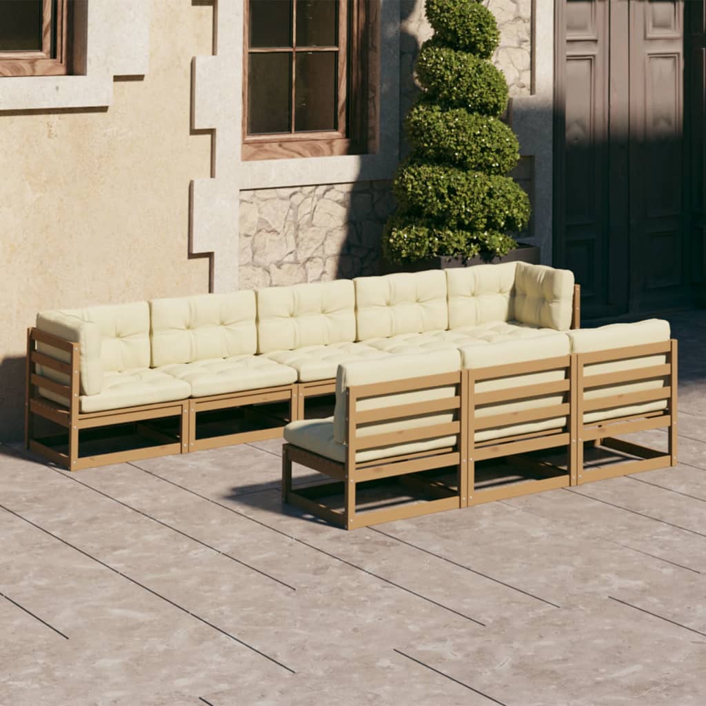 vidaXL 8-tlg Garten-Lounge-Set mit Kissen Honigbraun Massivholz Kiefer