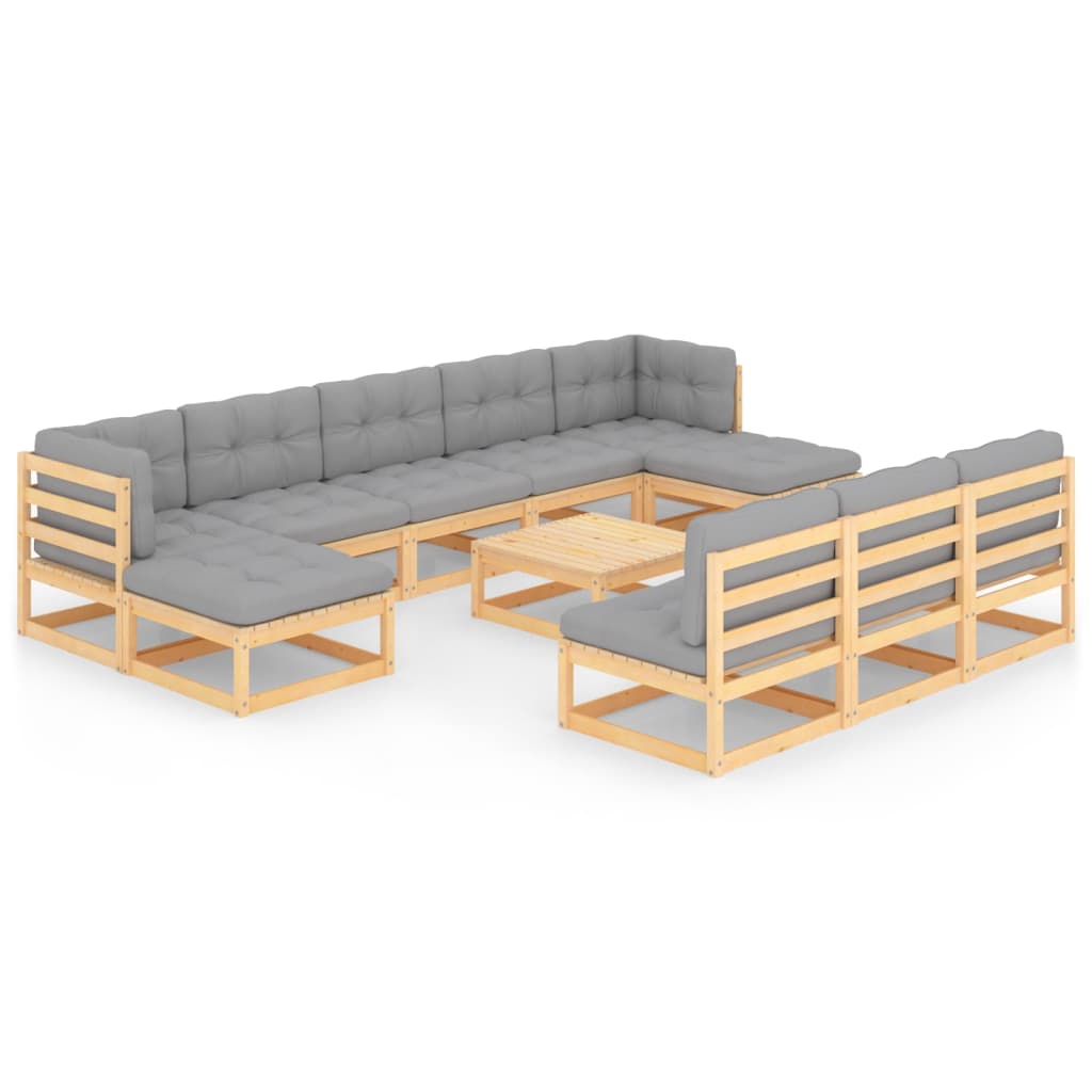 

vidaXL 11 Piece Patio Lounge Set with Cushions Solid Pinewood