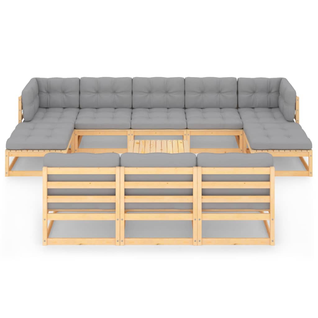 

vidaXL 11-delige Loungeset met kussens massief grenenhout