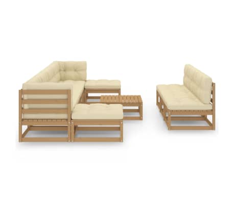 vidaXL Hagesofagruppe med puter 11 deler honningbrun heltre furu