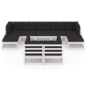 vidaXL 9-tlg. Garten-Lounge-Set mit Kissen Wei&szlig; Massivholz Kiefer