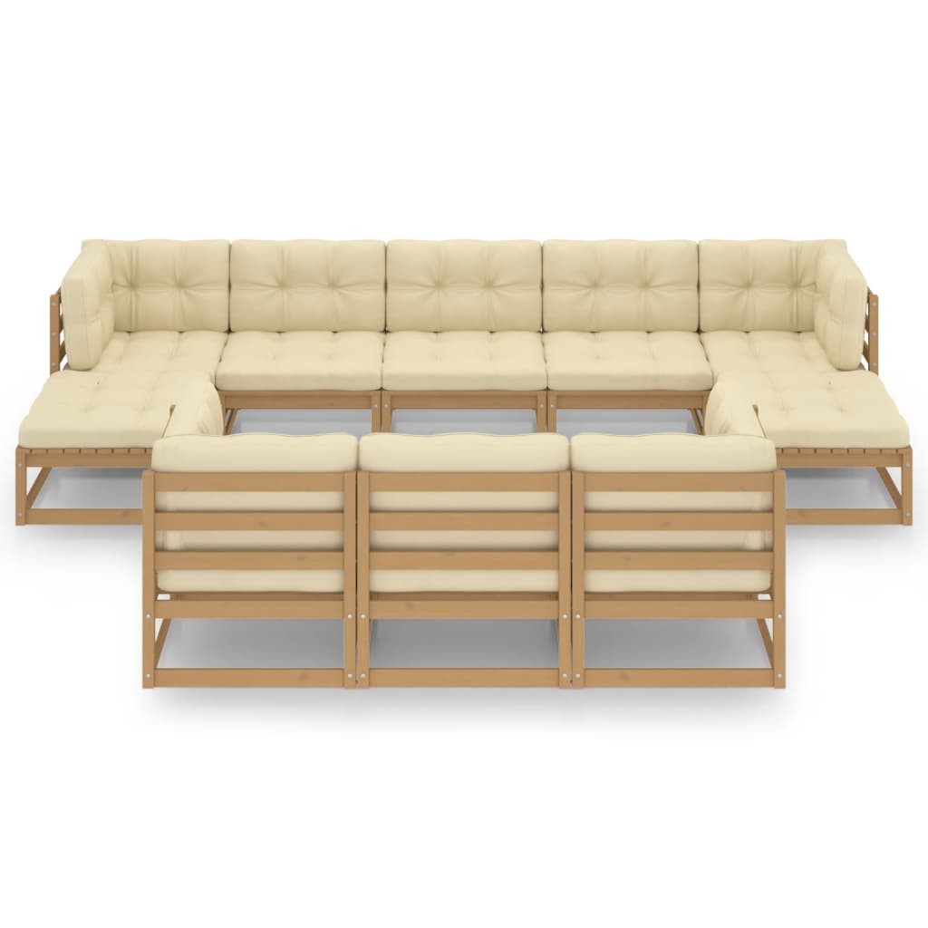 

vidaXL 10-delige Loungeset met kussens massief grenenhout honingbruin