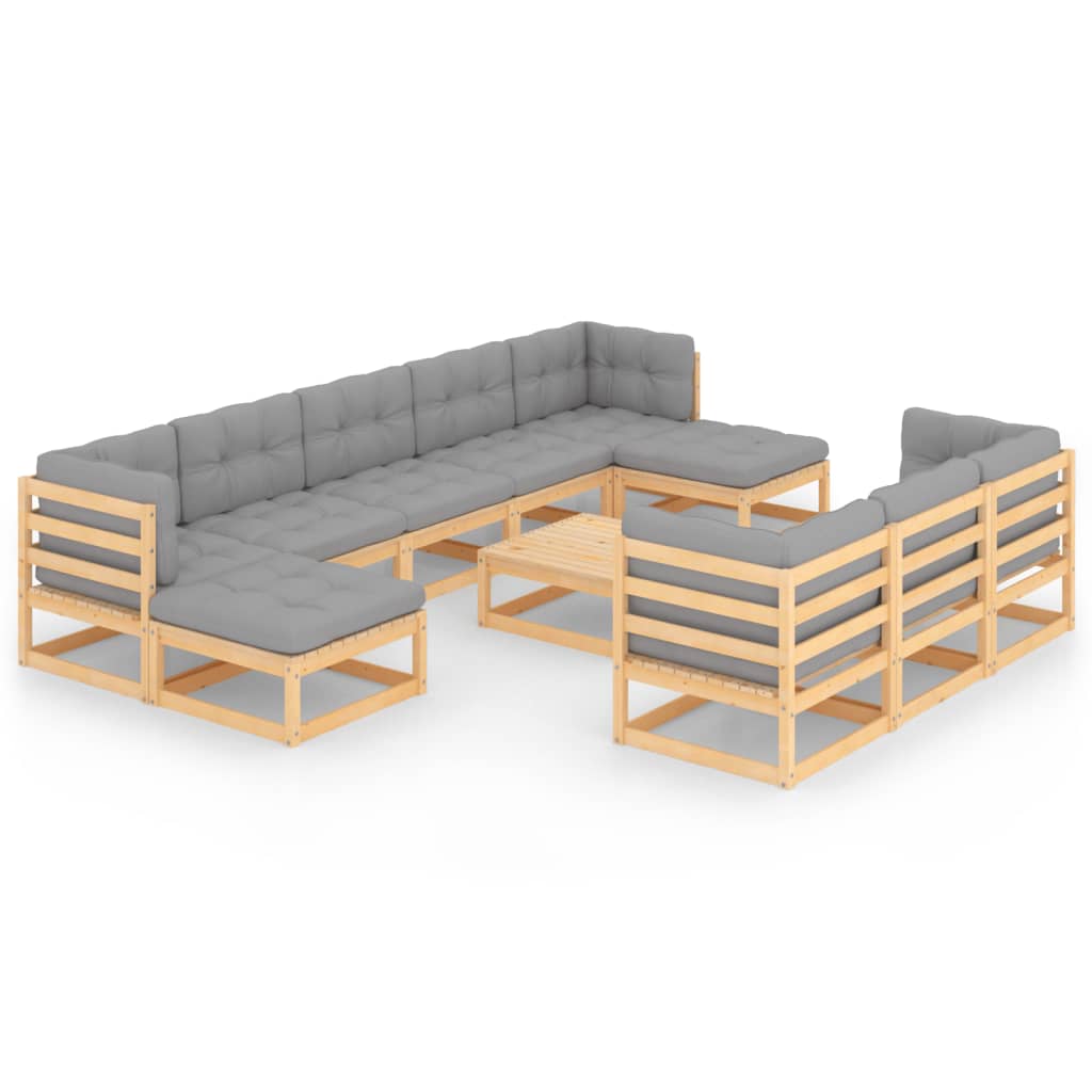 

vidaXL 11 Piece Patio Lounge Set with Cushions Solid Pinewood